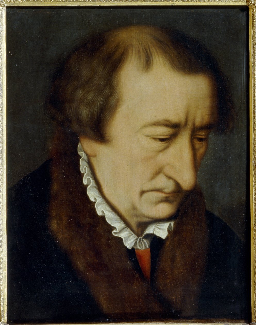 老约翰-诺伊多尔弗（Johann Neudorffer the Elder，1497-1563 年）的肖像。写作大师，著有最古老的印刷写作手册《基础》（1519 年，纽伦堡）。尼古拉斯-诺伊沙特尔（Nicolas Neufchatel，约 1527-1590 年）的画作，布面油画。 作者 尼古拉斯（Nicolas Neufchatel）