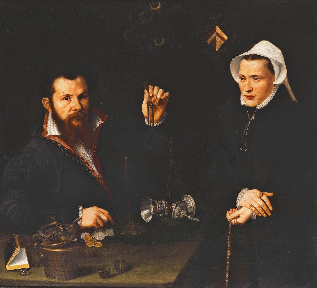 Essai大师和他的妻子的肖像，半身，约1561-7年 作者 尼古拉斯（Nicolas Neufchatel）