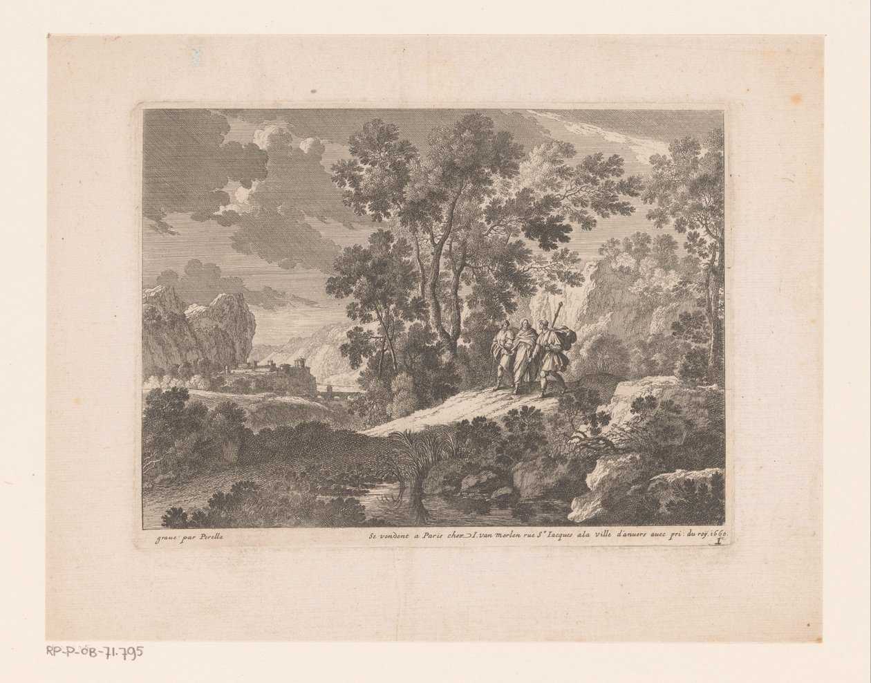 基督和门徒在以马忤斯
带有基督生平场景的风景画（系列名称） 作者 尼古拉斯·佩雷尔