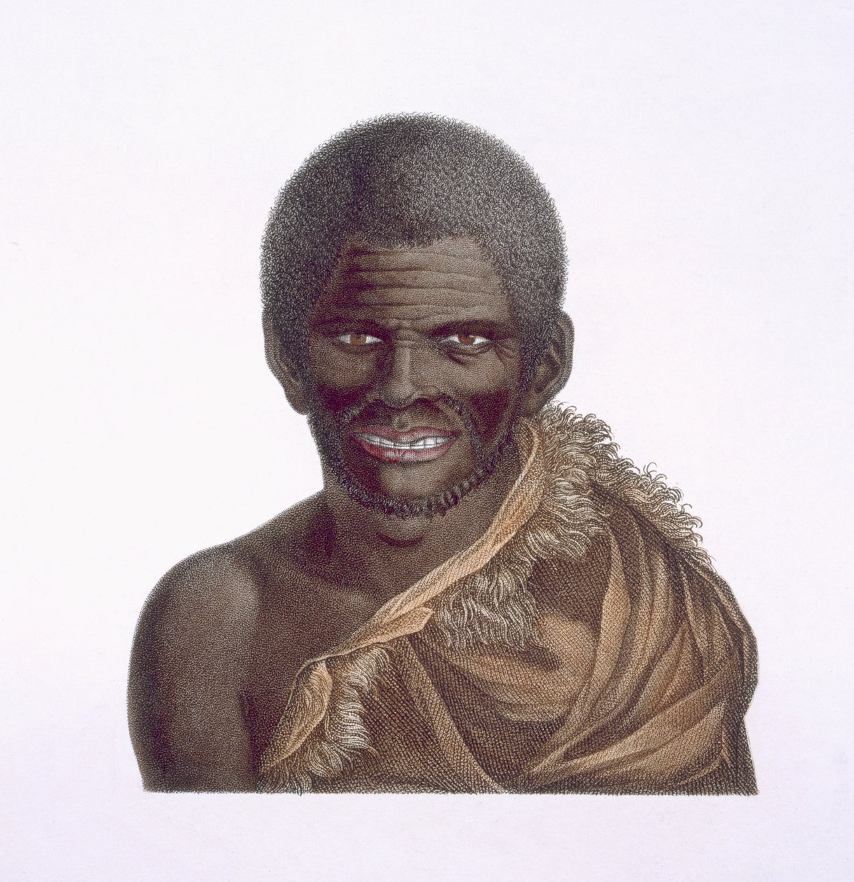 肖像一个名叫Paraberi的人，Van Diemens土地，1791年，1815年出版 作者 尼古拉斯·佩蒂（Nicolas Petit）