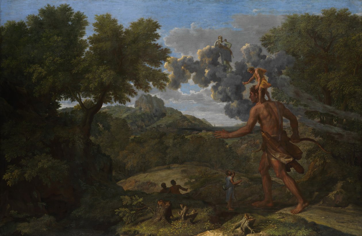 盲目的猎户座在寻找旭日，1658年。 作者 尼古拉斯·普桑（Nicolas Poussin）