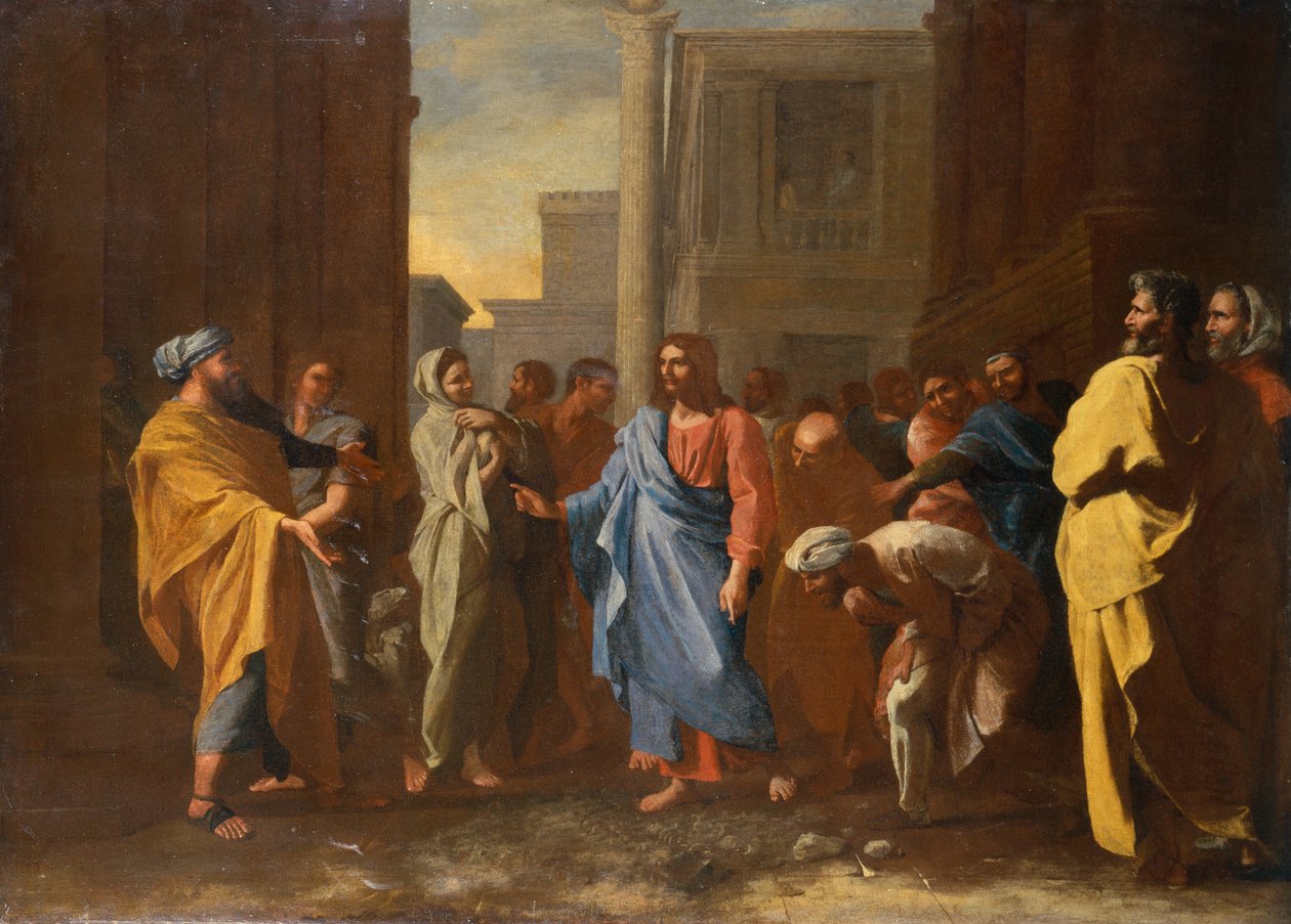 基督与奸夫淫妇（油画） 作者 尼古拉斯·普桑（Nicolas Poussin）