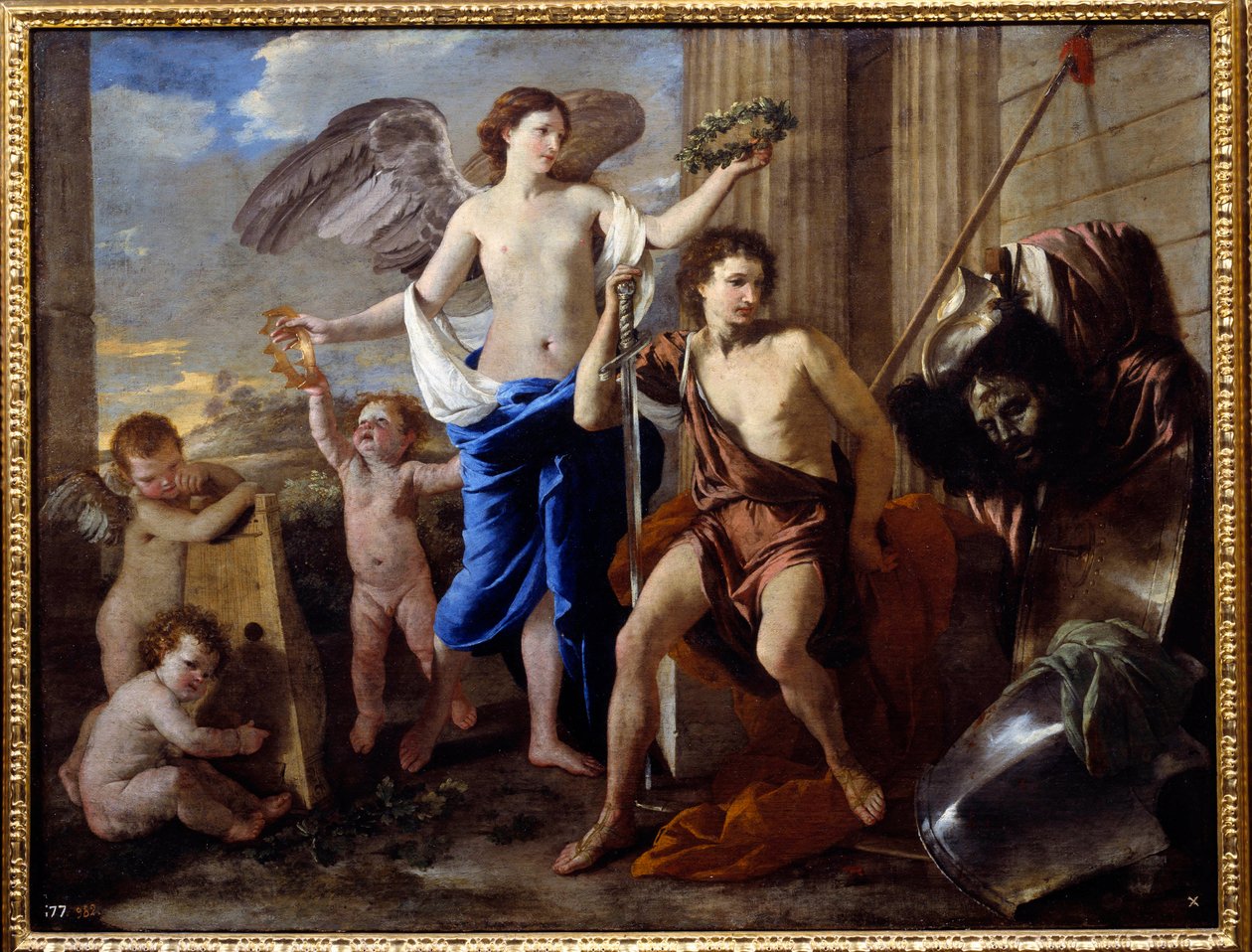大卫的胜利。 尼古拉斯·普桑 (Nicolas Poussin) 的绘画 (1594-1665) 作者 尼古拉斯·普桑（Nicolas Poussin）