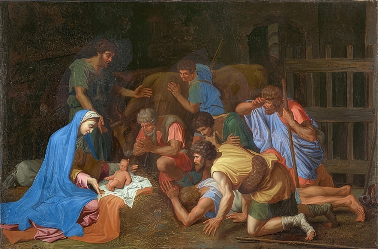 牧羊人的崇拜。约于1653年 作者 尼古拉斯·普桑（Nicolas Poussin）