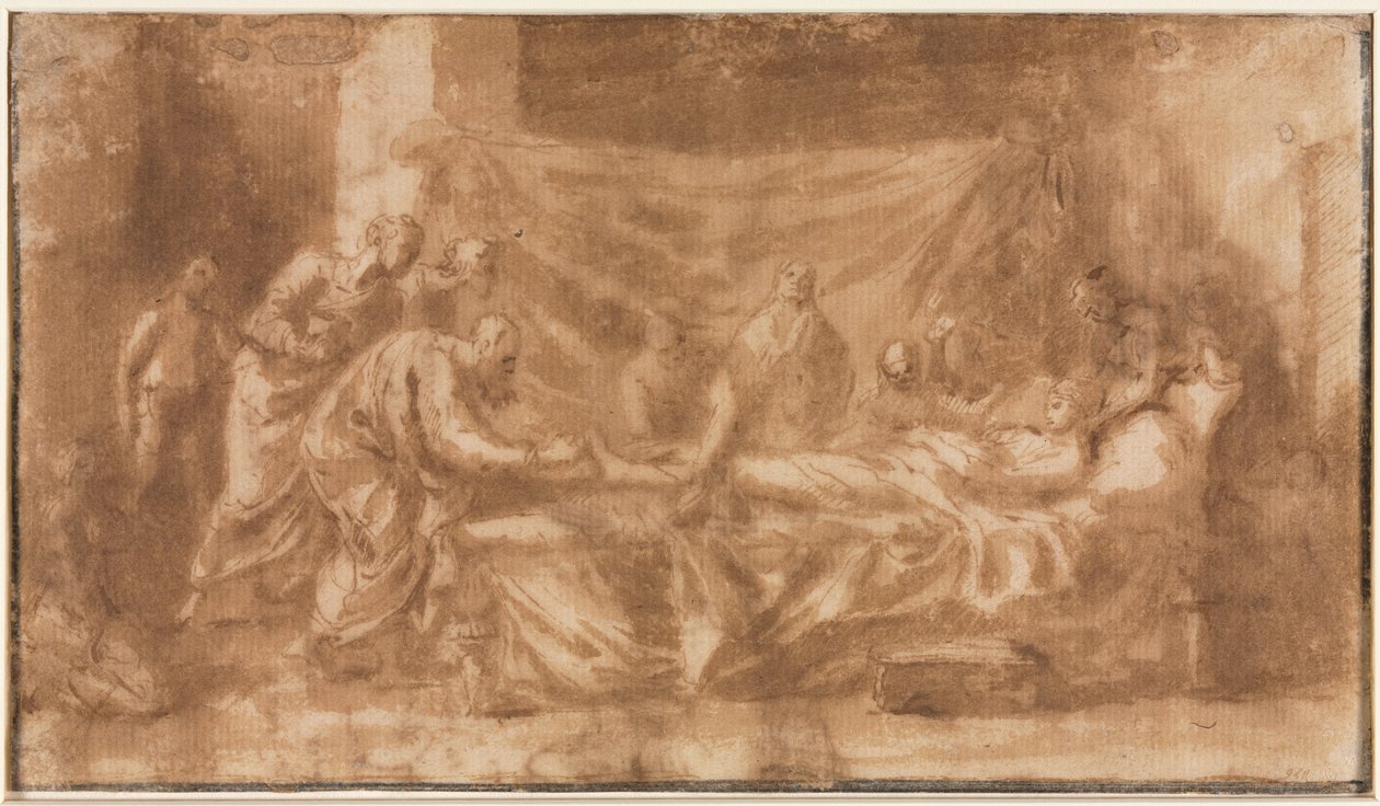 极度洁净（正面）；三个头像和其他素描（背面） 作者 尼古拉斯·普桑（Nicolas Poussin）