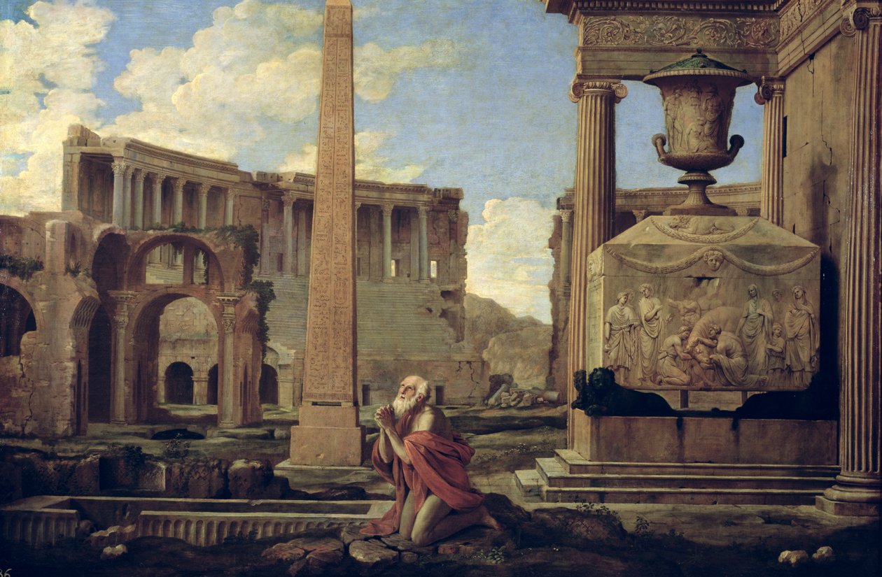 废墟中的隐士 作者 尼古拉斯·普桑（Nicolas Poussin）