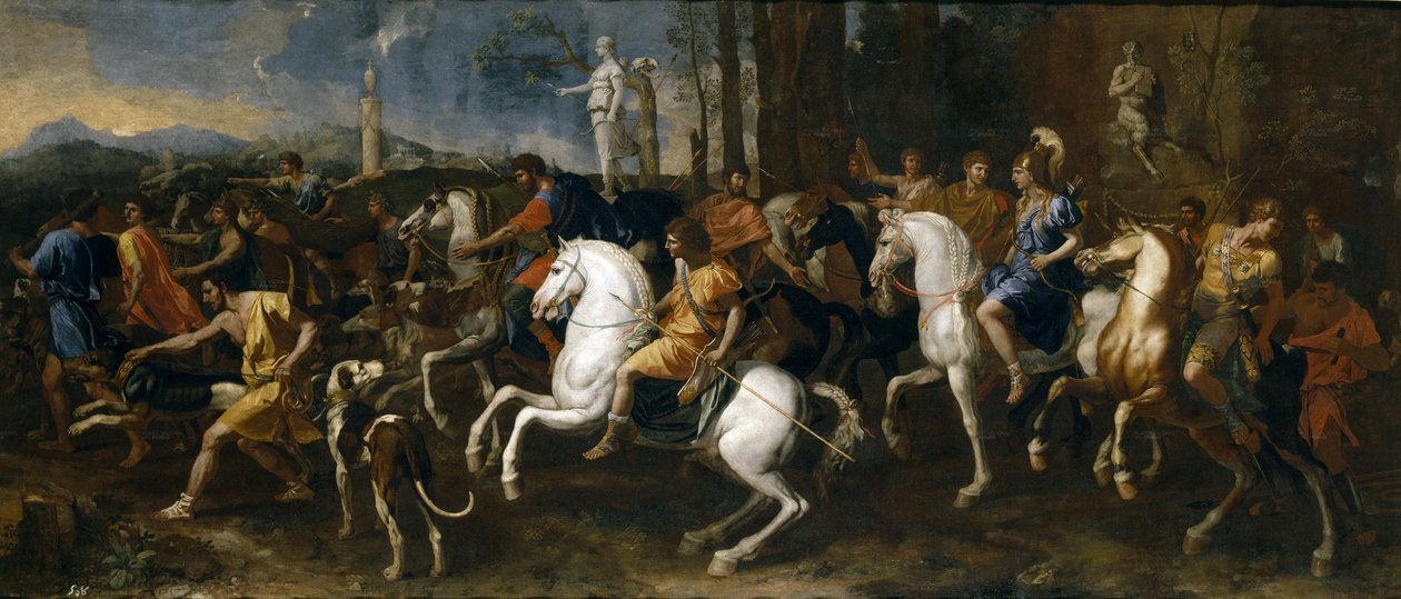 猎杀梅拉格尔和阿塔兰特》或《狩猎出发 作者 尼古拉斯·普桑（Nicolas Poussin）
