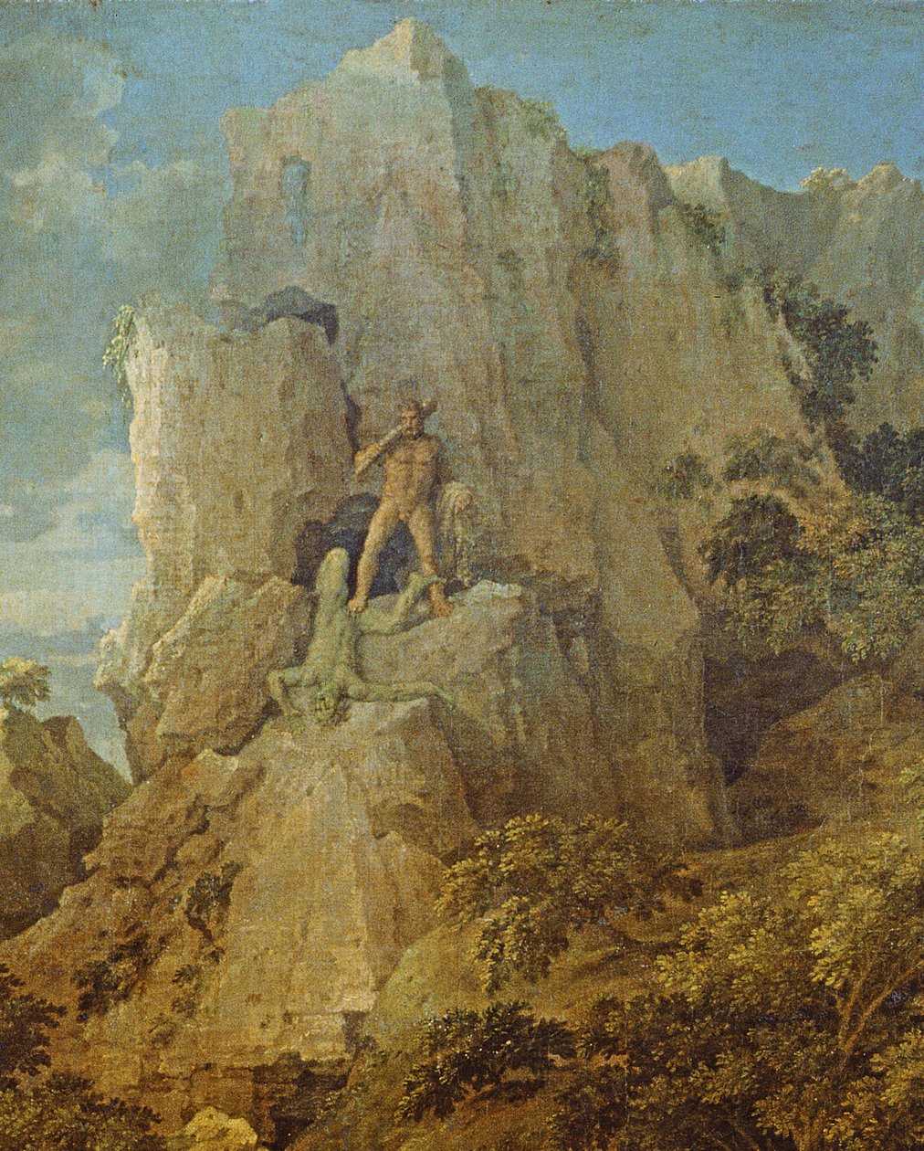 风景与赫拉克勒斯和Cacus，c.1656油画布细节205776 作者 尼古拉斯·普桑（Nicolas Poussin）