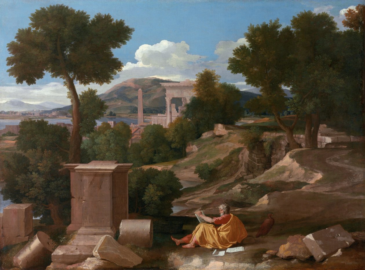 帕特莫斯的圣约翰景观 作者 尼古拉斯·普桑（Nicolas Poussin）