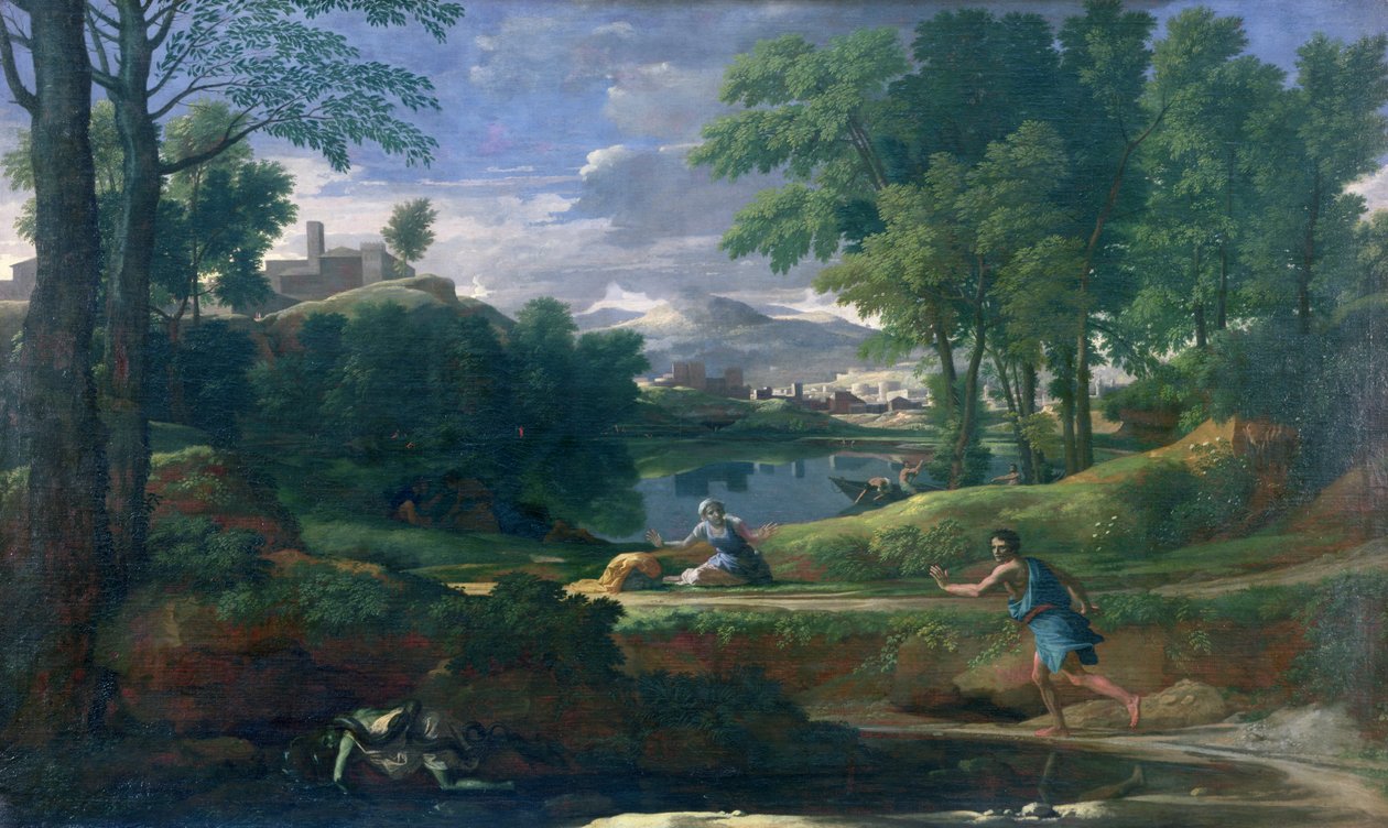 蛇咬人的风景，约 1648 年（布面油画） 作者 尼古拉斯·普桑（Nicolas Poussin）