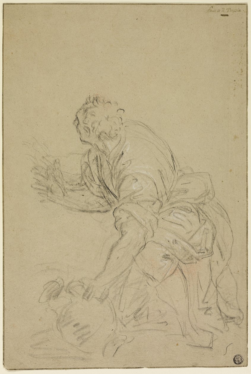 跪着拿壶的男子（正面）；站立的男子（背面） 作者 尼古拉斯·普桑（Nicolas Poussin）