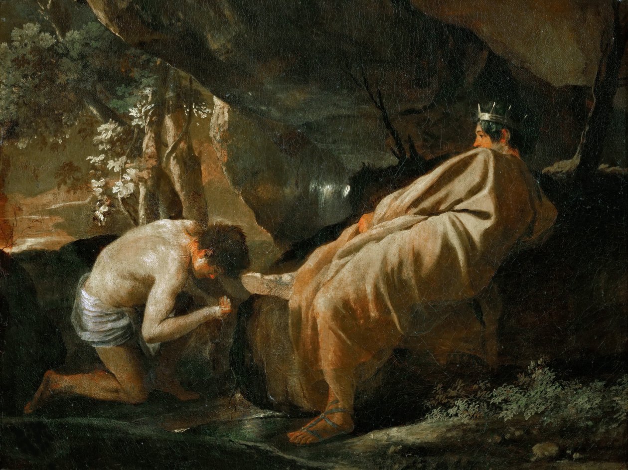 迈达斯在帕克托拉斯河的源头，约1627年。 作者 尼古拉斯·普桑（Nicolas Poussin）