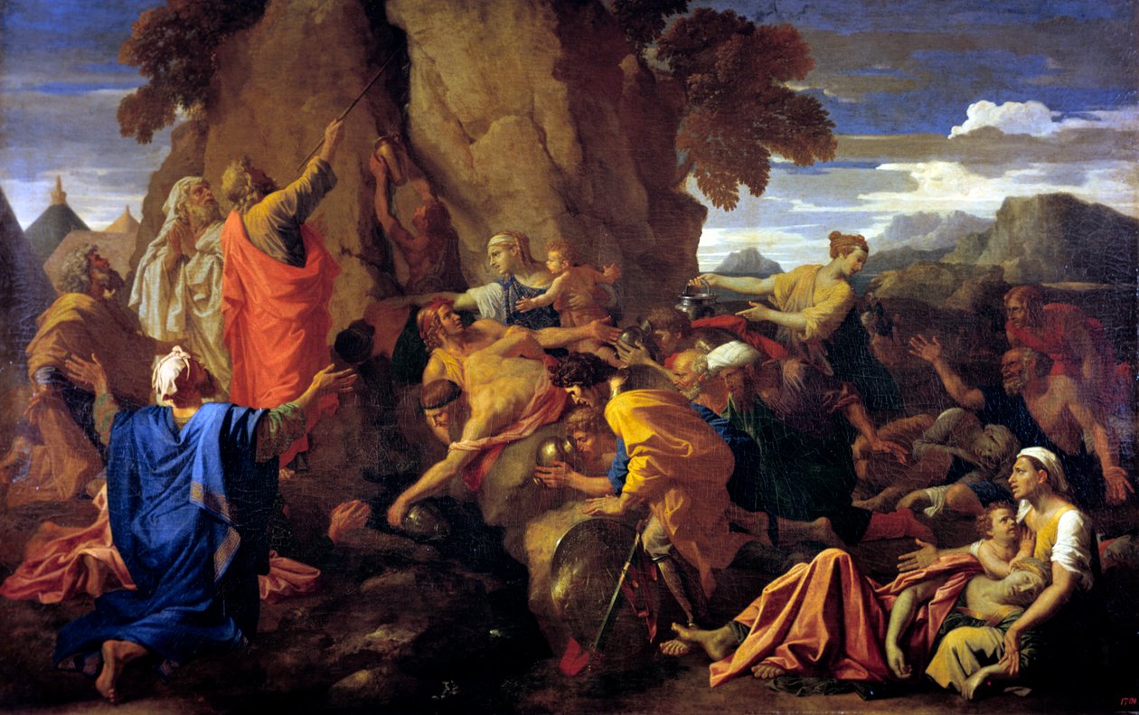 摩西撞击岩石，1649年 作者 尼古拉斯·普桑（Nicolas Poussin）