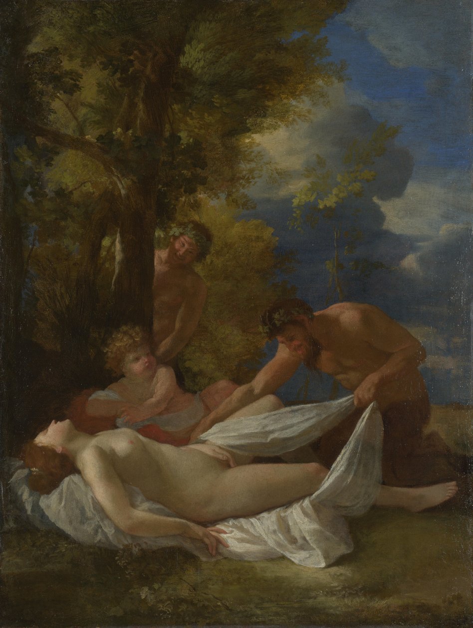 若虫与色情狂者，ca 1627 作者 尼古拉斯·普桑（Nicolas Poussin）