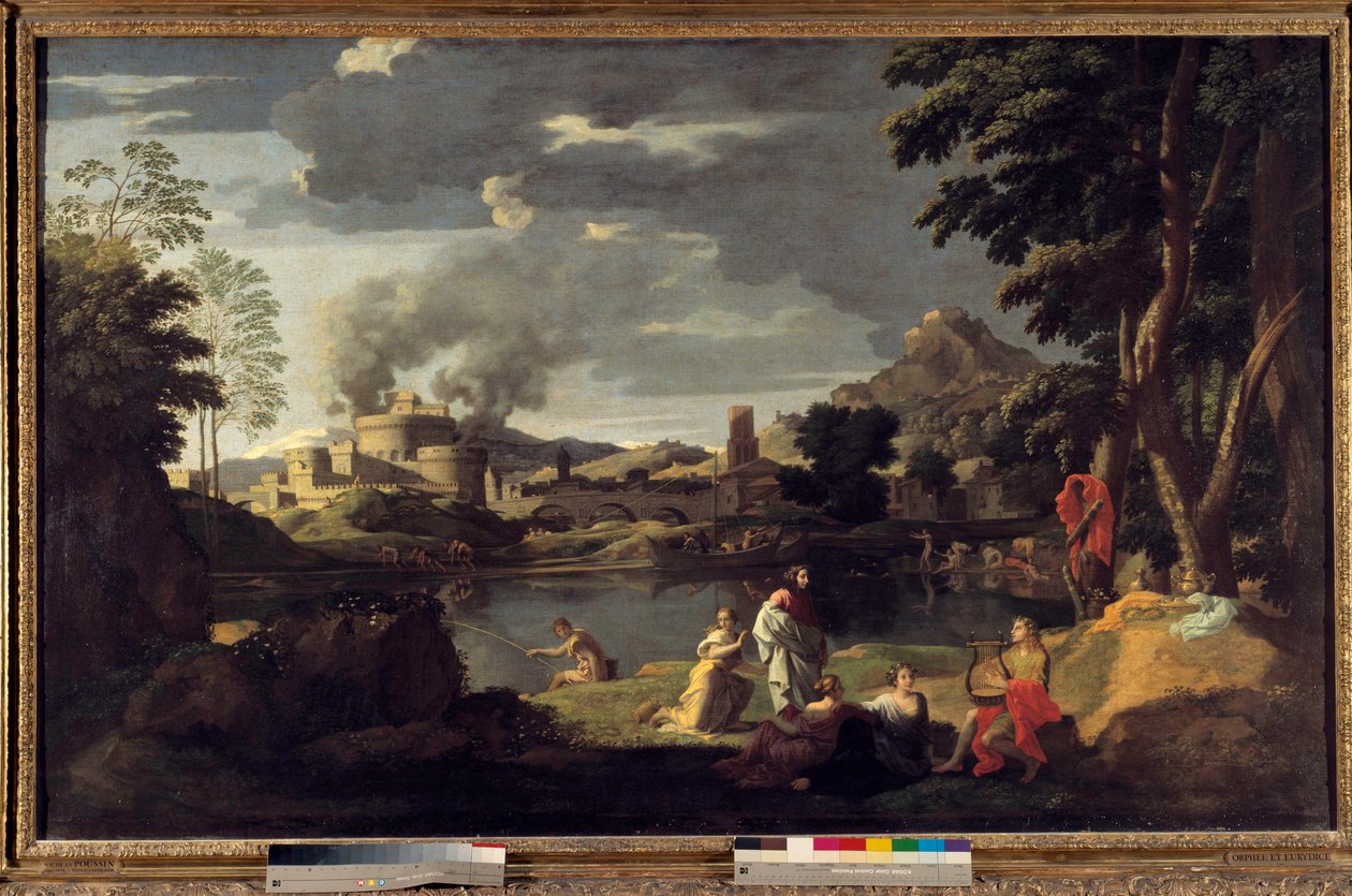 尼古拉斯·普桑（Nicolas Poussin）的《 Orphee和Eurydice绘画》 作者 尼古拉斯·普桑（Nicolas Poussin）
