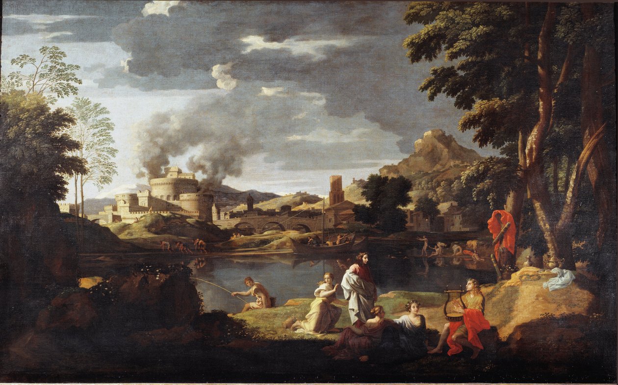 尼古拉斯·普桑（Nicolas Poussin）的《 Orphee和Eurydice绘画》 作者 尼古拉斯·普桑（Nicolas Poussin）