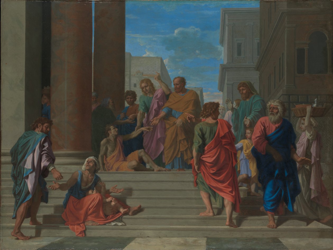 圣徒彼得和约翰治愈the足的人 作者 尼古拉斯·普桑（Nicolas Poussin）