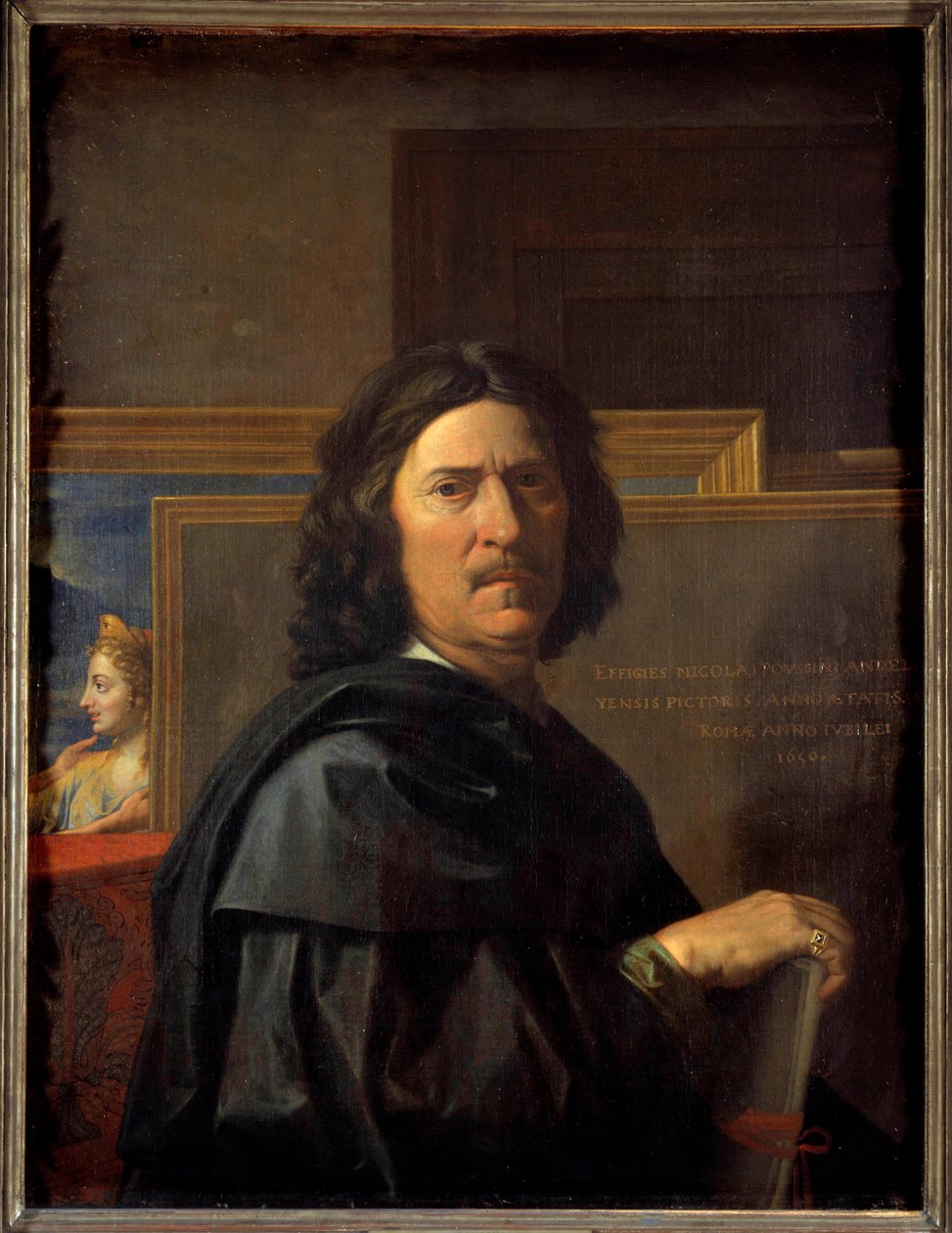 Nicolas Poussin在56岁时的自画像绘画 作者 尼古拉斯·普桑（Nicolas Poussin）
