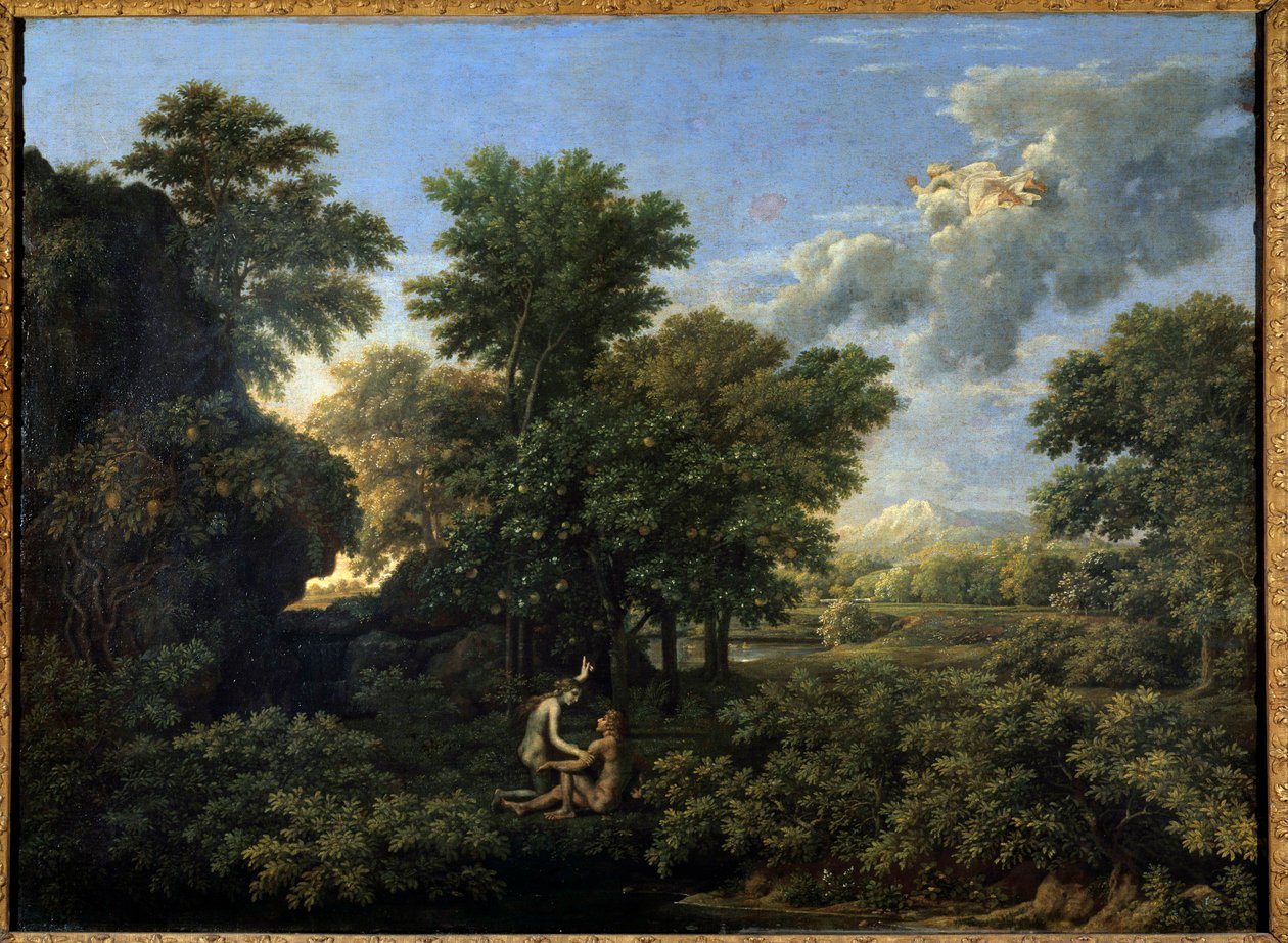 春天或地球的天堂。尼古拉斯·普桑（Nicolas Poussin）绘画 作者 尼古拉斯·普桑（Nicolas Poussin）