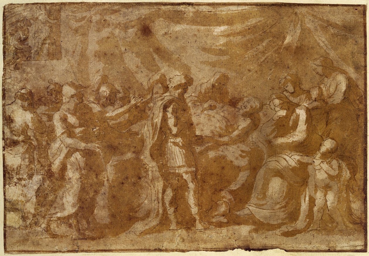 日耳曼尼库斯之死》研究（纸上钢笔和墨水） 作者 尼古拉斯·普桑（Nicolas Poussin）