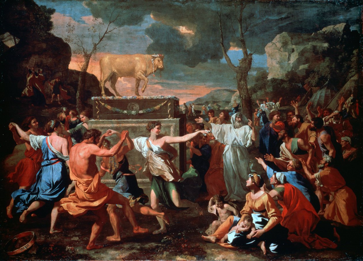 金牛犊的崇拜，c1635 作者 尼古拉斯·普桑（Nicolas Poussin）
