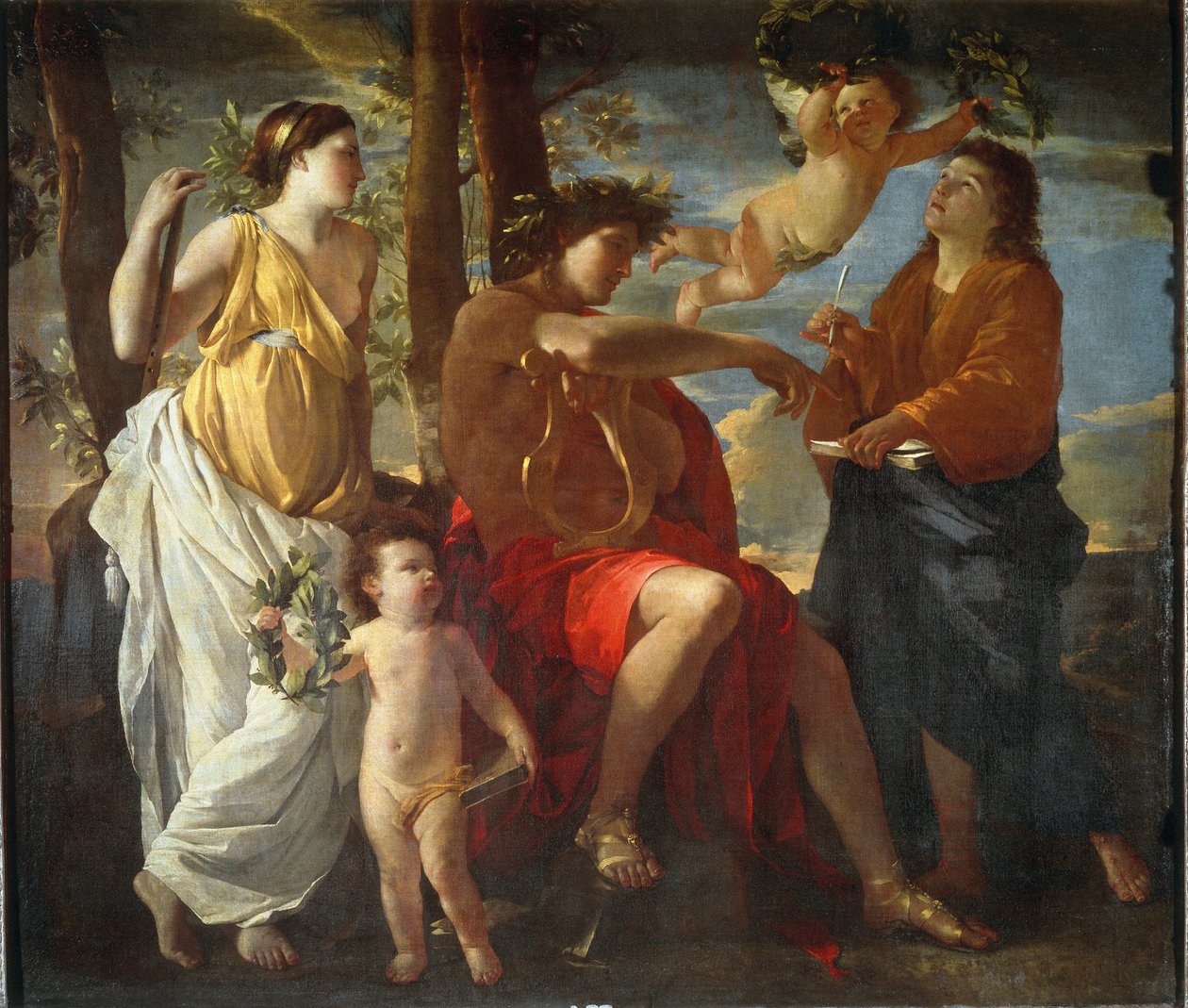 诗人的灵感——布面油画 作者 尼古拉斯·普桑（Nicolas Poussin）
