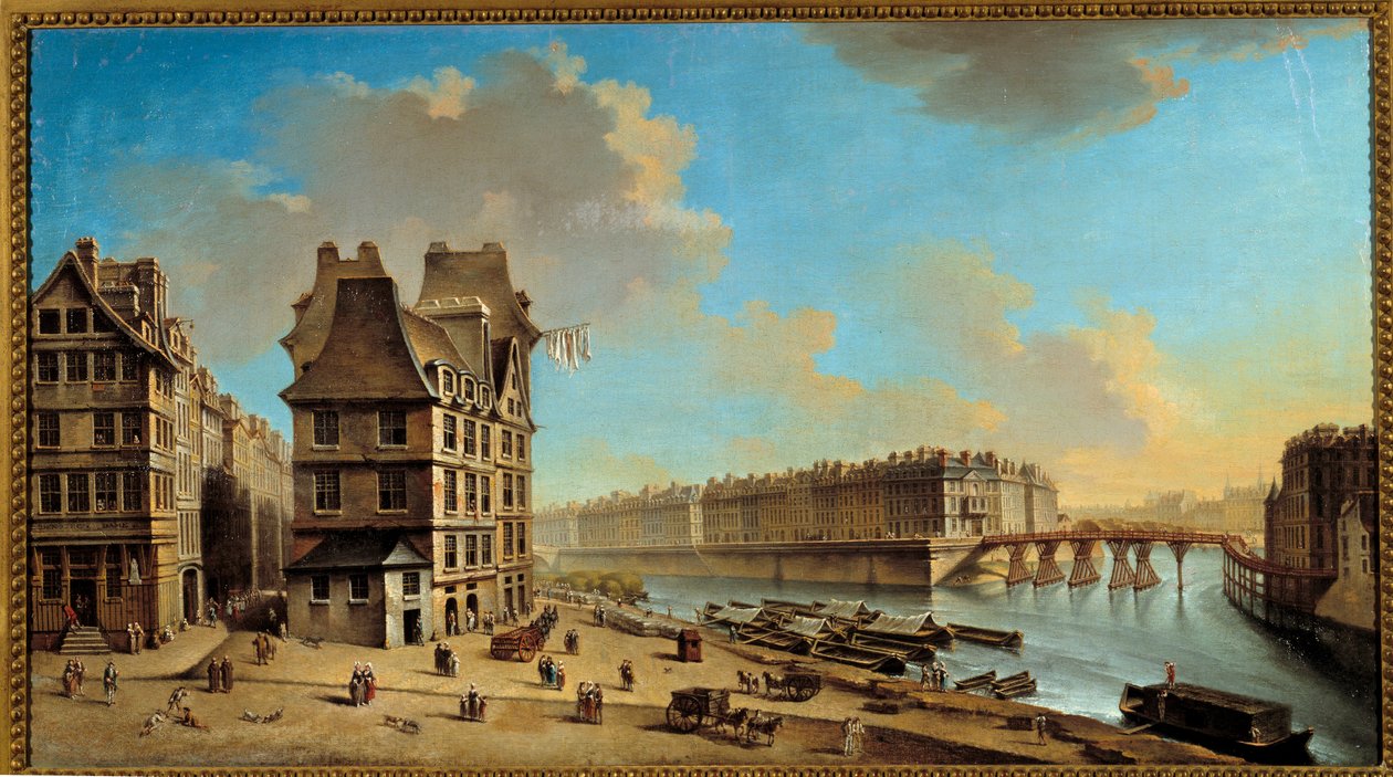 从格雷夫广场看到的 Le quai de la Greve、Île Saint Louis 和 Pont Rouge 尼古拉斯·拉格内（Nicolas Raguenet，1715-1793）18 世纪的画作。 0.46x0.84 m 巴黎，Musee Carnavalet - Quai de la Greve、Ile Saint-Louis 和 Pont Rouge 从 作者 尼古拉斯·拉格内（Nicolas Raguenet）