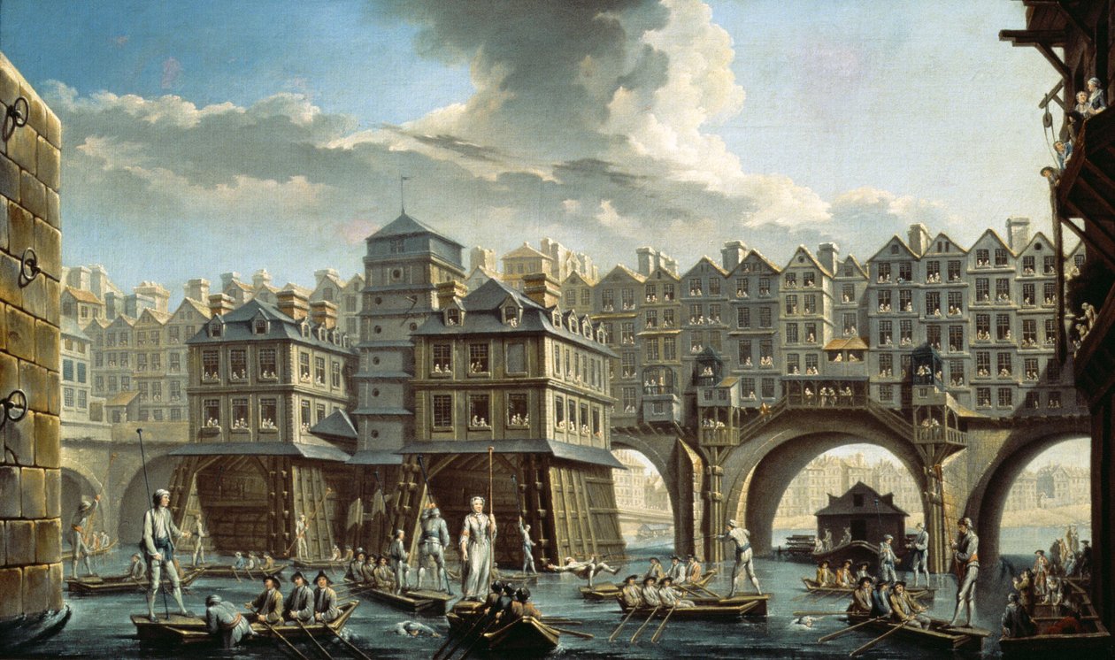 Bargemen的比赛在巴黎Pont Neuf前面举行 作者 尼古拉斯·拉格内（Nicolas Raguenet）