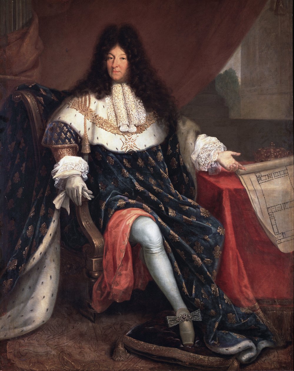 Portrait of Louis XIV holding the plan of the royal house of Saint Cyr (oil on canvas 作者 尼古拉斯·雷恩·乔兰