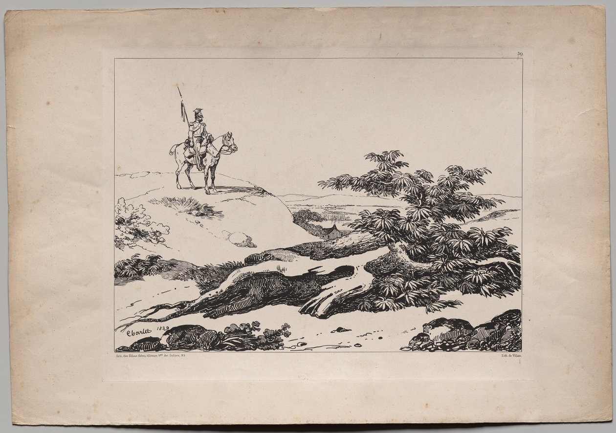 风景中骑马的士兵 作者 亚历山大·加布里埃尔（后）Decamps