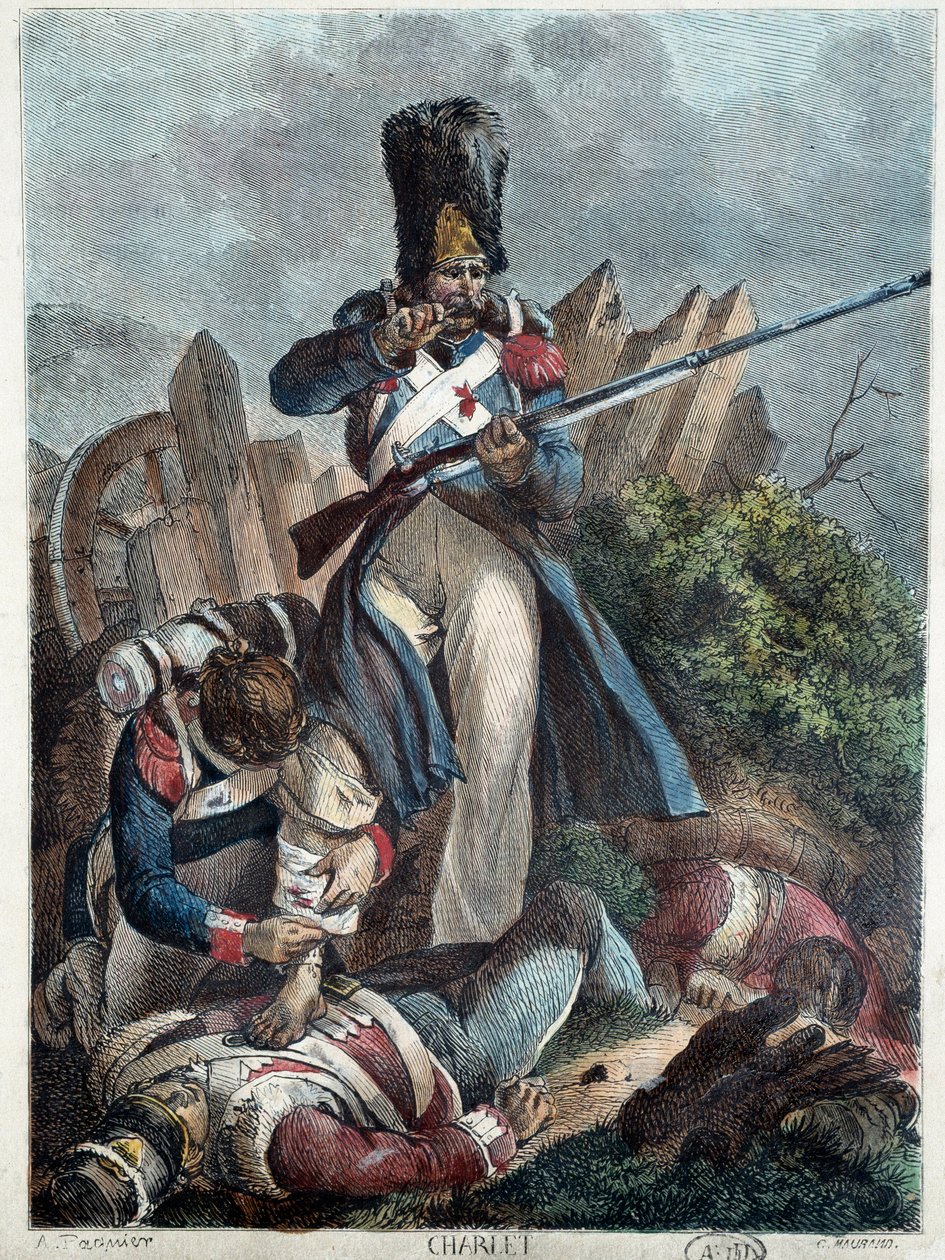 法国士兵。(Grenadier I empire wesse) 尼古拉-图森-沙莱（1792-1845）的雕刻 作者 亚历山大·加布里埃尔（后）Decamps
