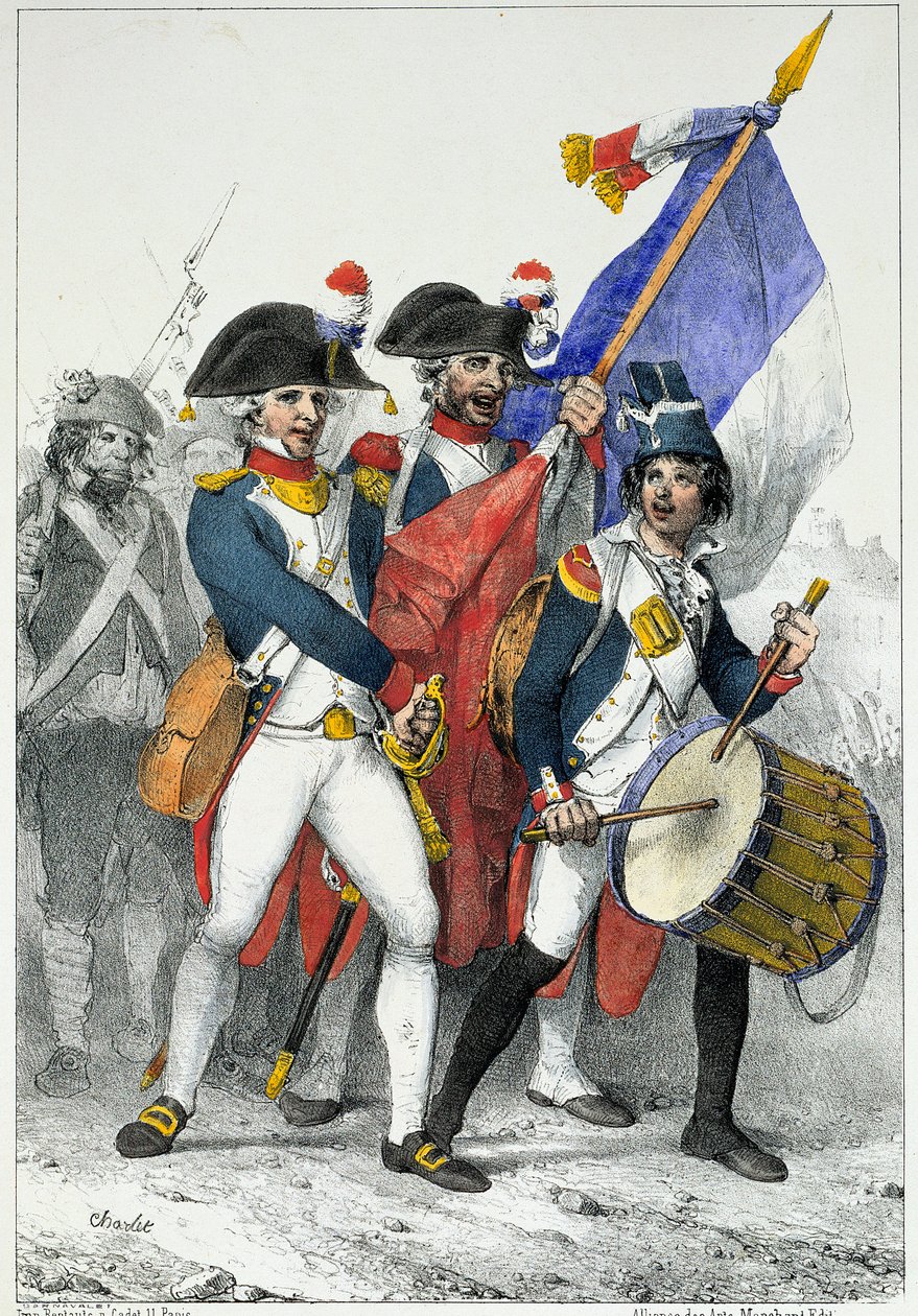 危在旦夕的家园：第一共和国的志愿者（1792-1799）出征参战（彩色版画） 作者 亚历山大·加布里埃尔（后）Decamps