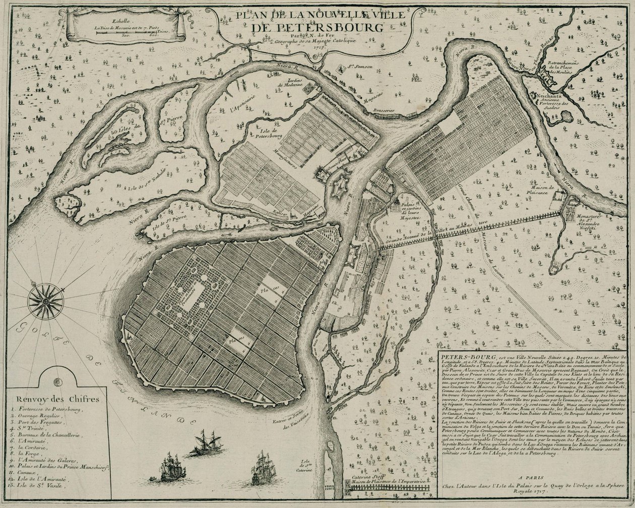 圣彼得堡地图，1717年 作者 尼古拉斯·德·费