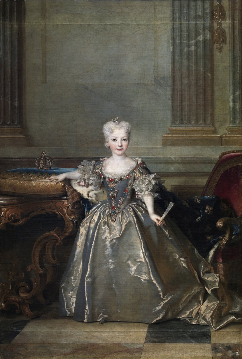 "西班牙玛丽安娜-维多利亚公主（Marie Anne Victoire de Bourbon）（1718-1781）的肖像，1722年与路易十五订婚"，尼古拉-德-拉吉里耶（1656-1746）的绘画，1724年马德里，普拉多博物馆 作者 尼古拉斯·德·拉吉利埃