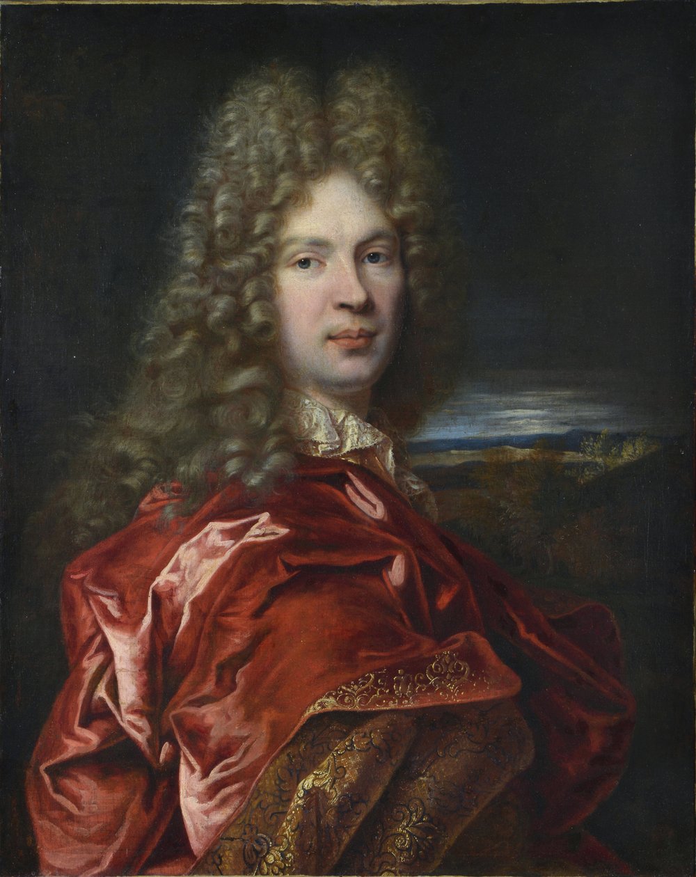 法国金融家和艺术爱好者Pierre-Vincent Bertin（皮埃尔-文森特）（1653-1711）的肖像--由Largilliere, Nicolas, de（1656-1746）绘制。布面油画，尺寸：77x63，约1685年，国家冬宫，圣彼得堡 作者 尼古拉斯·德·拉吉利埃