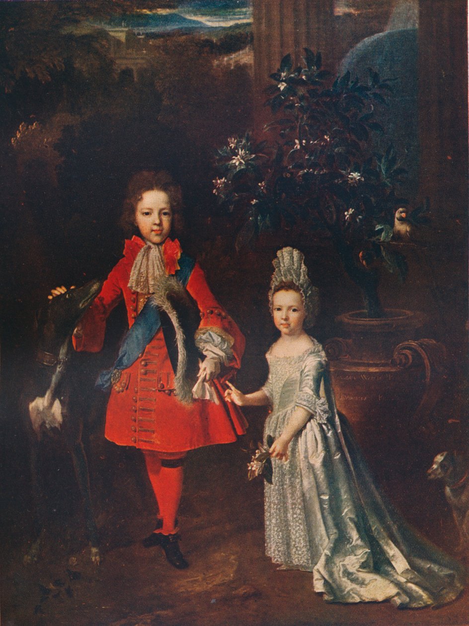 詹姆斯·弗朗西斯·爱德华·斯图尔特（James Francis Edward Stuart）1688-1765，路易莎·玛丽亚·特蕾莎·斯图尔特（Louisa Maria Theresa Stuart）1692-1712，1695年，1911年 作者 尼古拉斯·德·拉吉利埃
