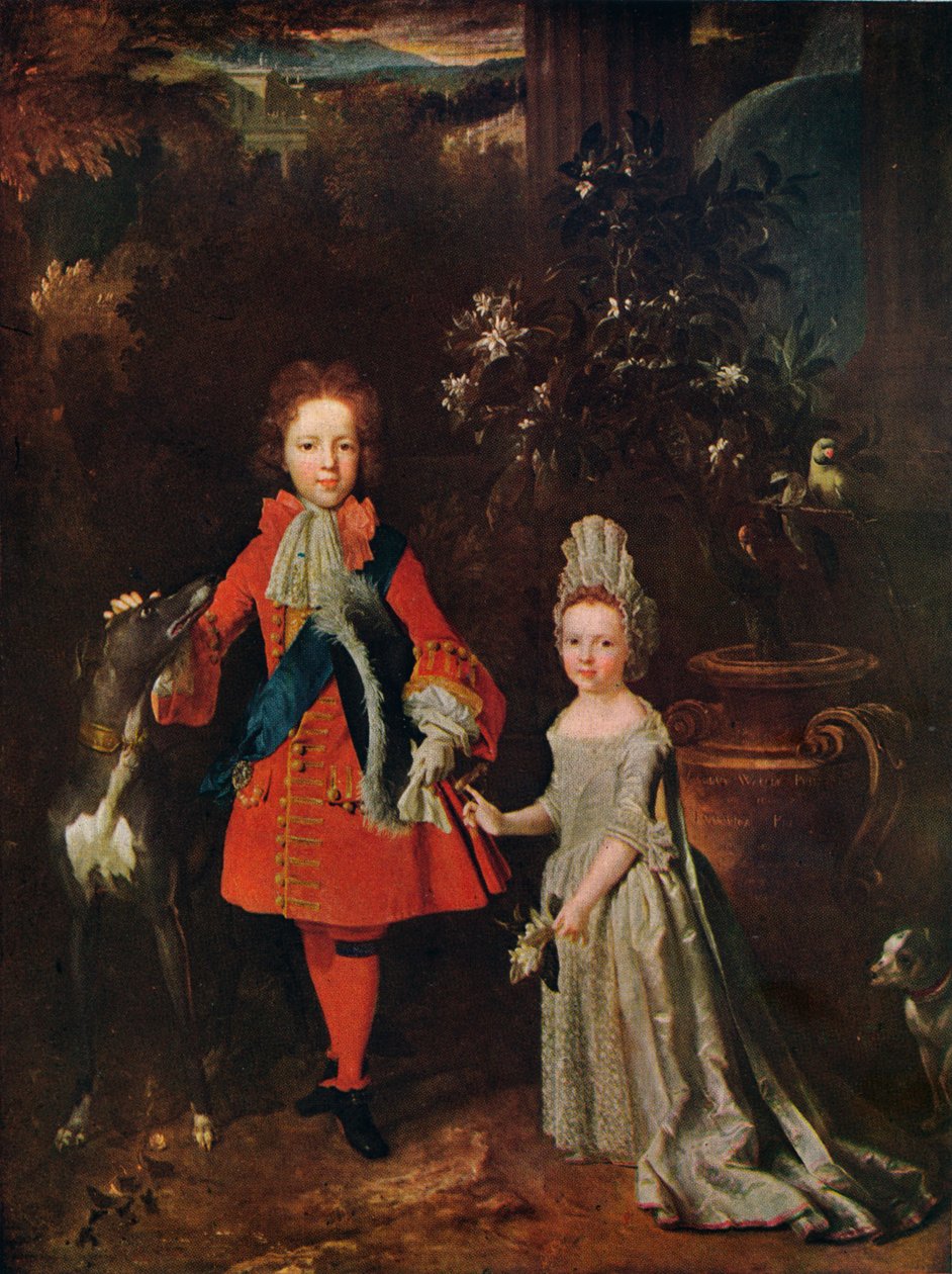 詹姆斯·弗朗西斯·爱德华·斯图尔特（James Francis Edward Stuart）1688-1765，路易莎·玛丽亚·特蕾莎·斯图尔特（Louisa Maria Theresa Stuart）1692-1712，1695年，1915年 作者 尼古拉斯·德·拉吉利埃