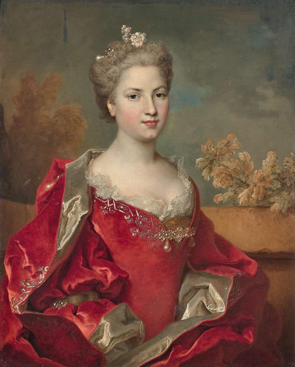 蒙巴松路易丝·德·罗汉公爵夫人的画像1704-1780，1725-1730。 作者 尼古拉斯·德·拉吉利埃