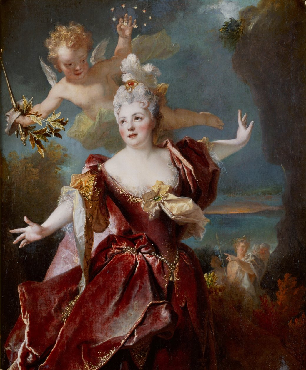 玛丽·安妮·德·沙托尼努夫（Marie Anne deChâteauneuf）的肖像，称为阿德涅（Mademoiselle Duclos），扮演阿里亚德涅（Ariadne），约1712年 作者 尼古拉斯·德·拉吉利埃