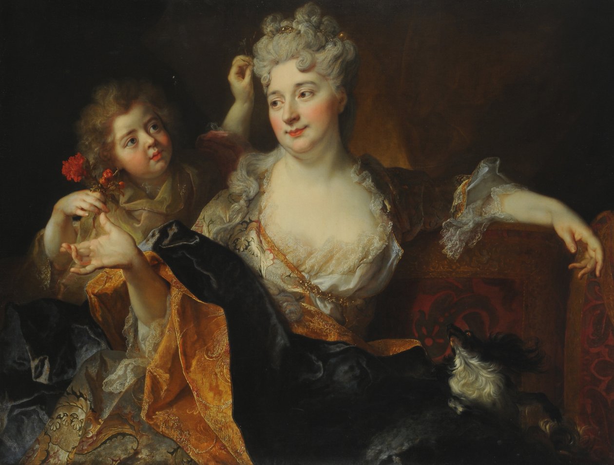 西班牙语：Retrato de Marguerite-Elisabeth Forest de Largillierre y su hijo Nicolás
德语： Marguerite-Elisabeth Forest de Largillierre 和她的儿子 Nicolás 的肖像 作者 尼古拉斯·德·拉吉利埃