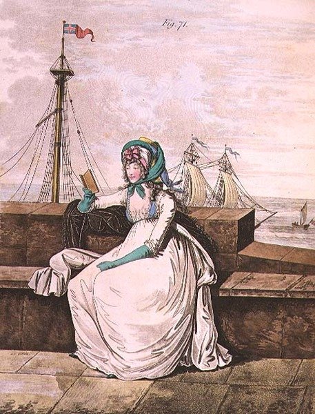 早晨的衣服，图71，来自尼古拉斯-海德洛夫的 "时尚画廊"，第二卷，1795年10月（打印）。 作者 尼古拉斯·冯·海德洛夫