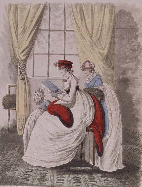 来自尼古拉斯-海德洛夫 "时尚画廊 "的晨装，第二卷，1799年1月（打印）。 作者 尼古拉斯·冯·海德洛夫