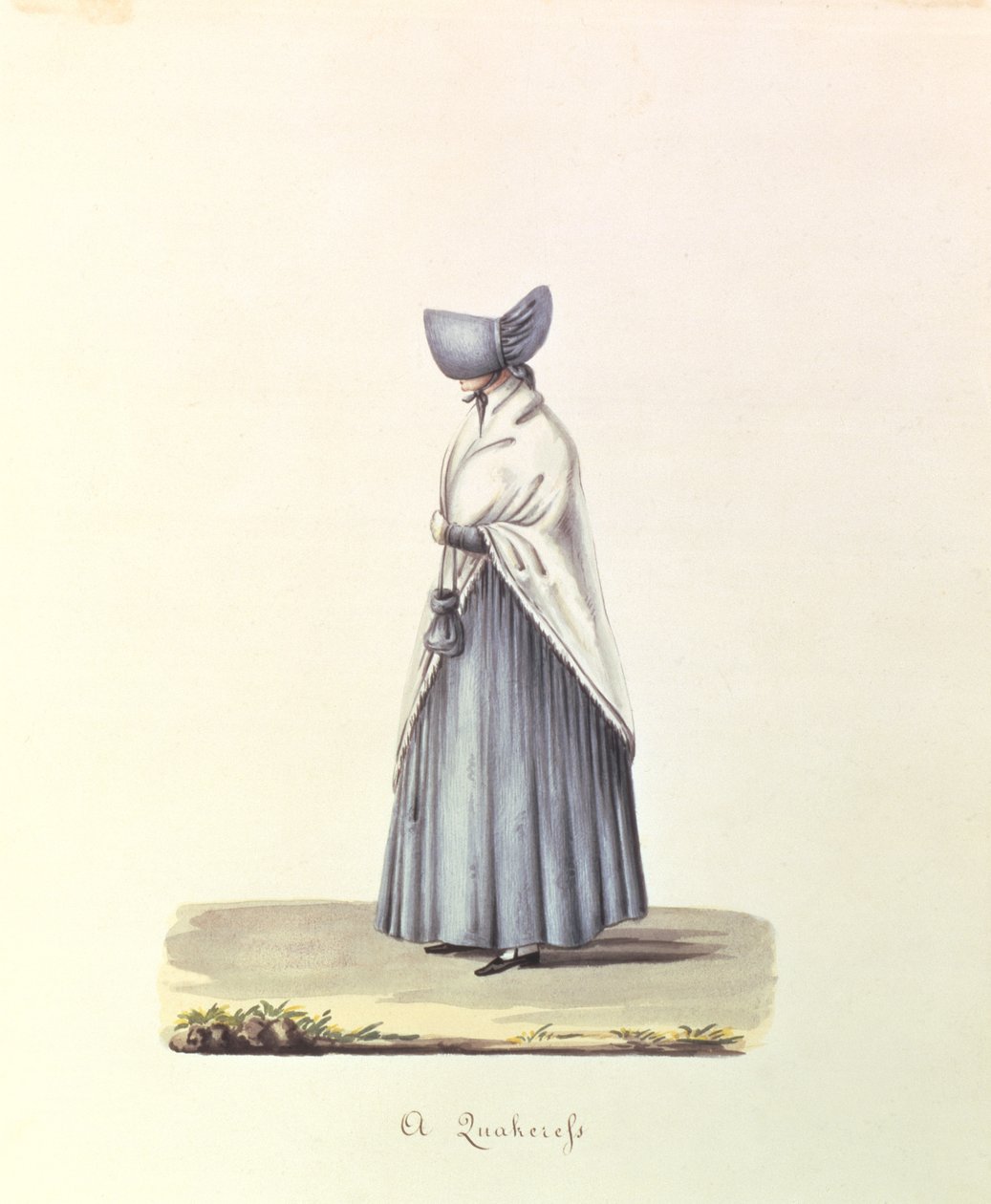 一个Quakeress，c.1840-44（对于参见90129） 作者 尼科利诺·卡尔约（Nicolino Calyo）
