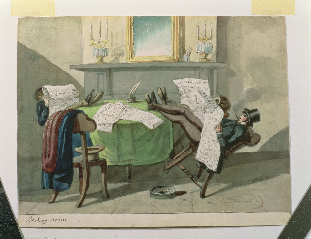 Astor House阅览室，1840年 作者 尼科利诺·卡尔约（Nicolino Calyo）