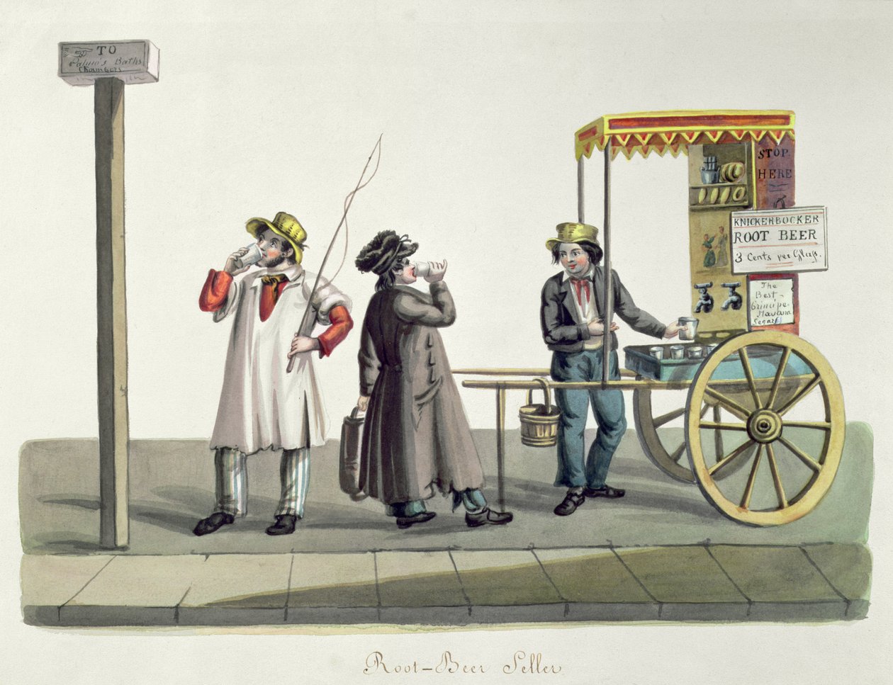 根啤酒卖家，c.1840 作者 尼科利诺·卡尔约（Nicolino Calyo）