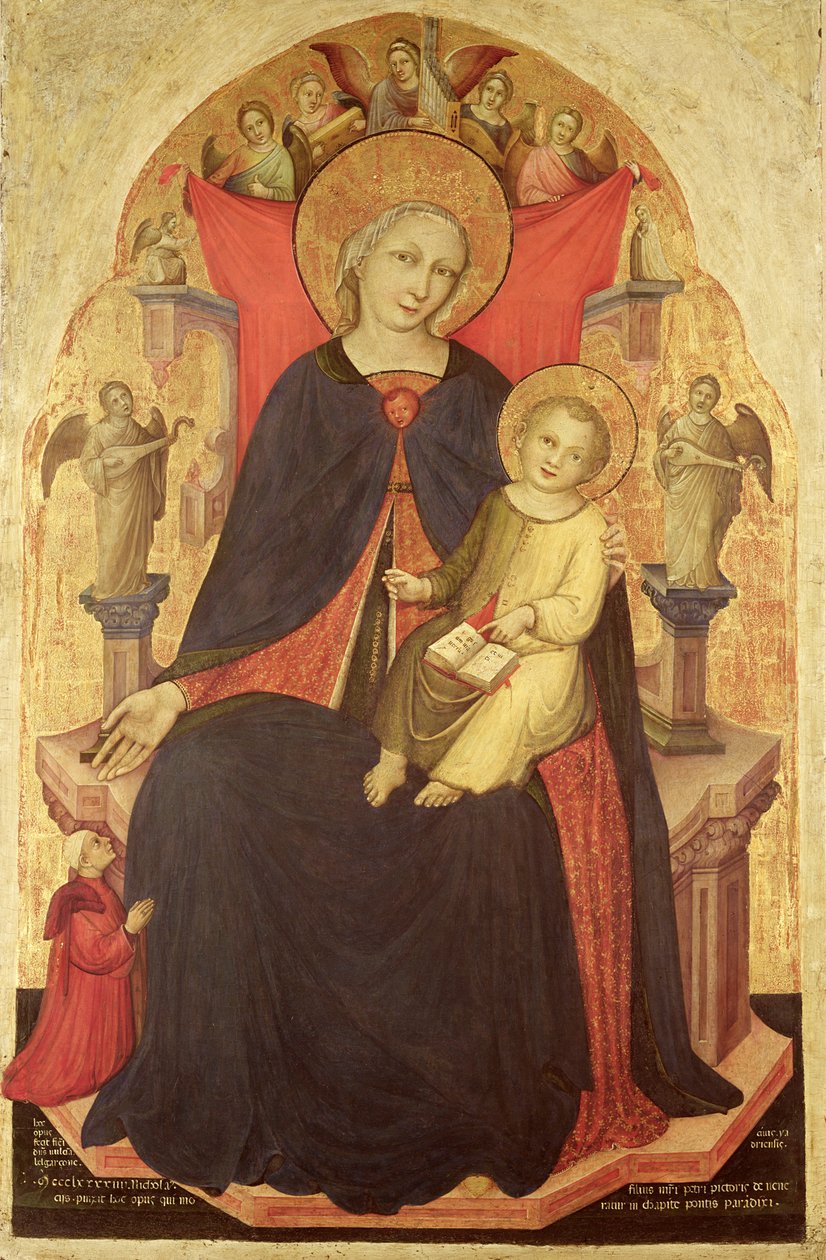 麦当娜和儿童登上捐赠者Vulciano Belgarzone di Zara，c.1394 作者 尼古罗·迪·彼得罗（Nicolòdi Pietro）