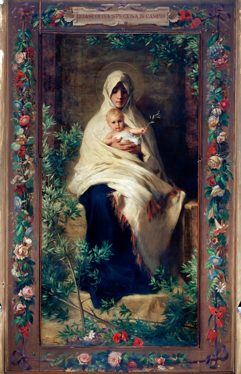 Our Lady of the Olive Tree Painting by Niccolo Barabino (1832-1891) 19th century Genes, Chiesa di Santa Maria della Cella 作者 尼科洛·巴拉比诺（Nicolo Barabino）