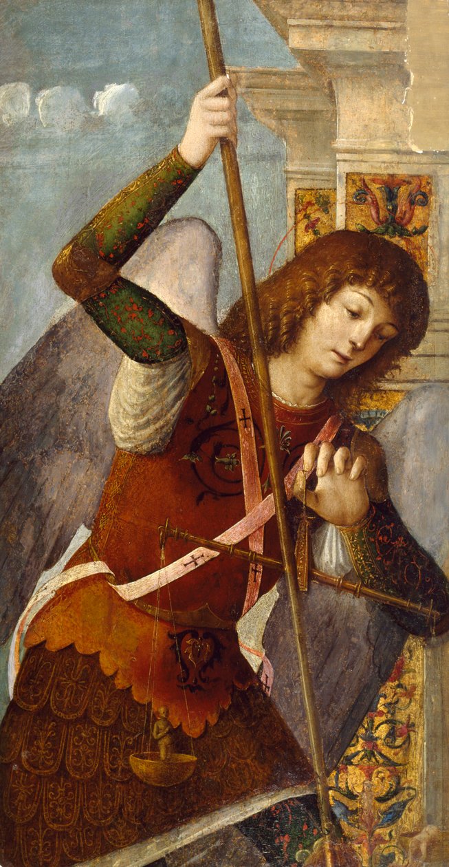 三联板与大天使迈克尔，1490-1500 作者 尼科洛·隆迪内利（Nicolo Rondinelli）