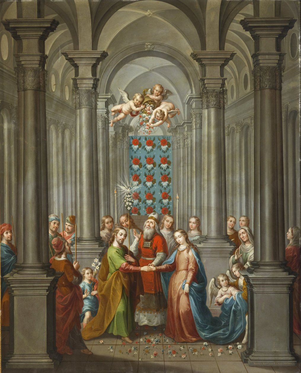 圣母玛利亚的婚姻（Desposorios de la Virgen），1745年（铜上油） 作者 尼古拉斯·恩里克斯（NicolásEnríquez）