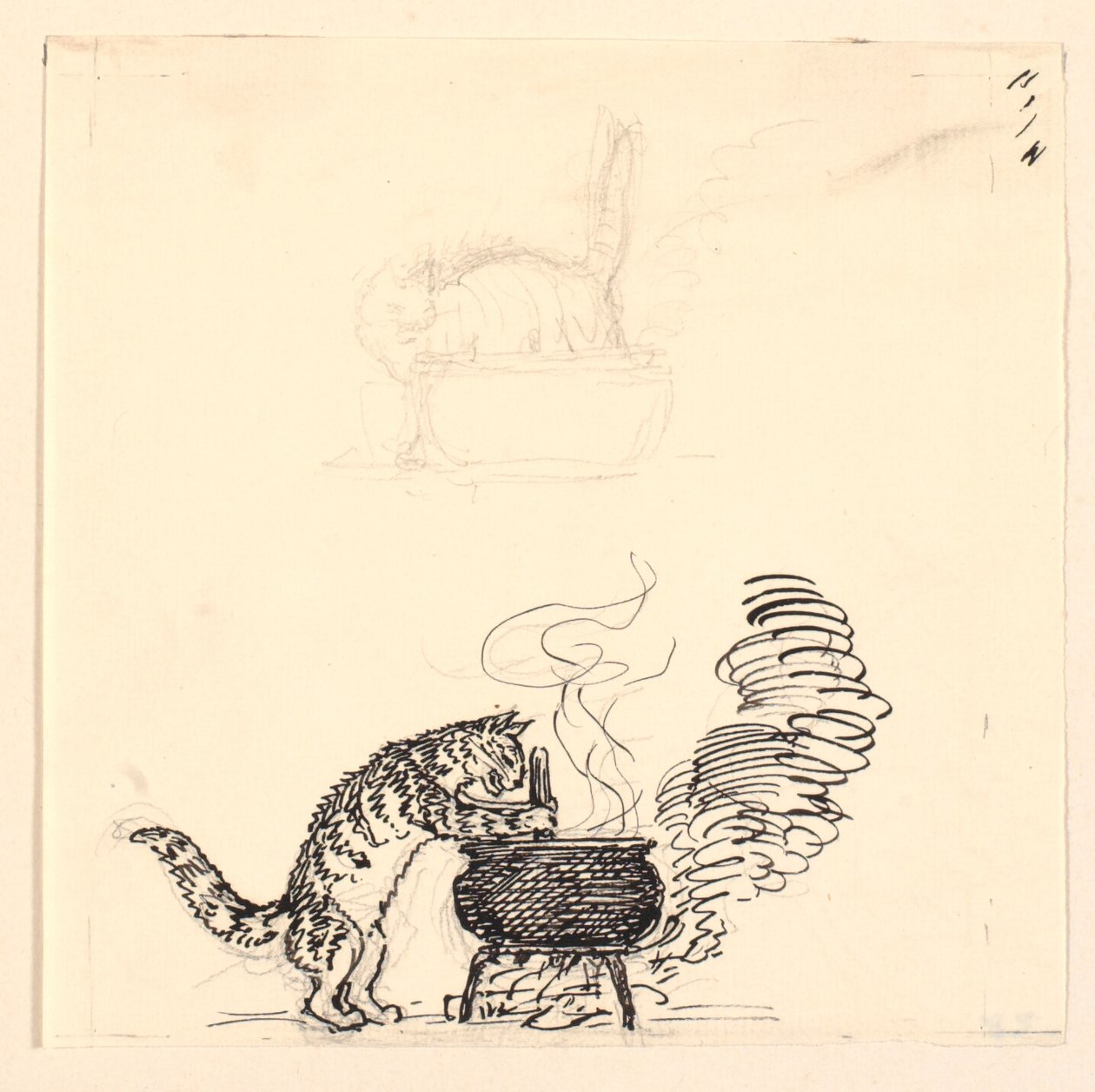 "肥猫 "的插图和草图 作者 尼尔斯·斯科夫加德